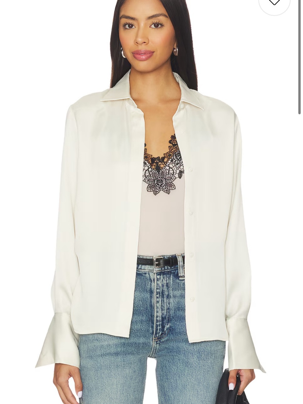 rag & bone Ivory Satin Button-Down Shirt